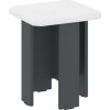 Taburet T-3 (Barva antracit, Materiál koženka - bílá)