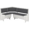 Rohová lavice GRAF (Barva antracit, Materiál koženka - bílá)