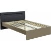 Postel MEADOW 140cm, s matrací, s roštem a LED osvětlení (Varianta dub sonoma / šedé čelo)