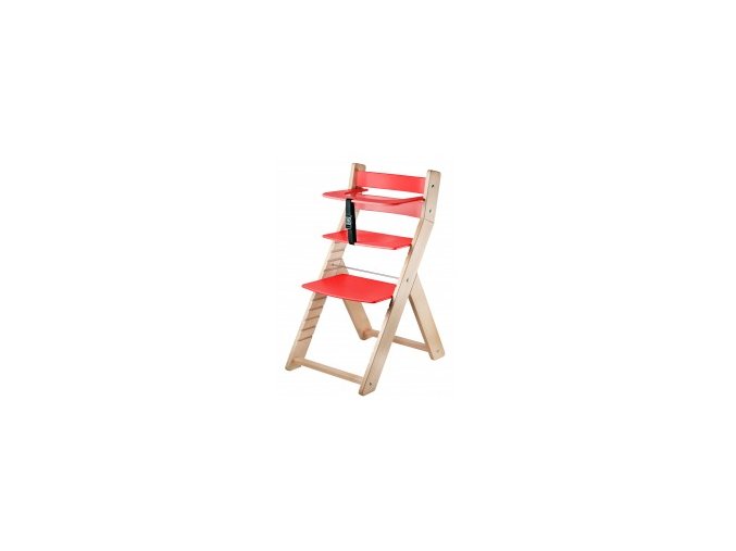 Rostoucí židle Luca -L04 natur lak/červená s ergonomickým sedákem