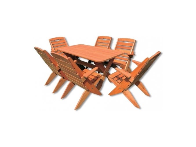 Dřevený zahradní set 109 - stůl + 6 židlí TIK