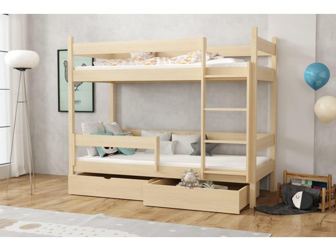 Dřevěná patrová postel Elegant 02 s úložným prostorem
