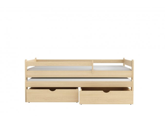 WOOD 01 postel 90x190 cm s výsuvným lůžkem   a úložným prostorem