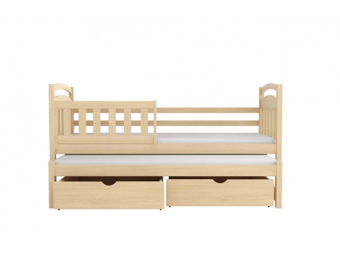WOOD 08 postel  90x200 cms výsuvným lůžkem  a úložným prostorem