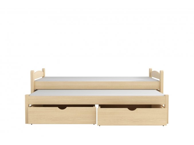 WOOD 010 postel 90x190 cm s výsuvným lůžkem  a úložným prostorem