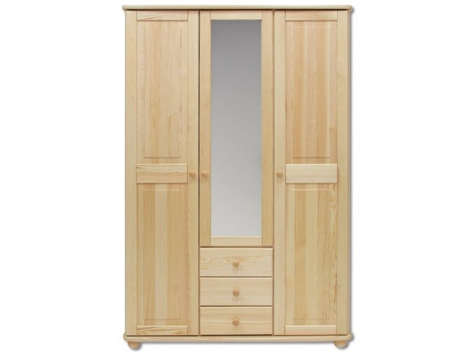 Dřevěná šatní  skřín se zrcadlem MASIV 100 z borovice