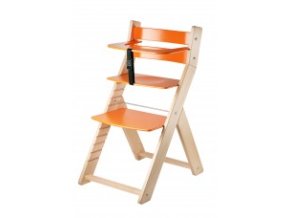 Rostoucí židle Luca -L05 natur lak/oranžová s ergonomickým sedákem