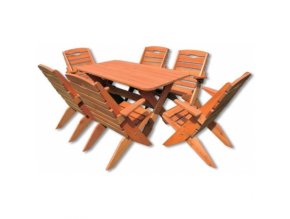 Dřevený zahradní set 109 - stůl + 6 židlí TIK
