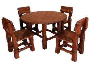 Zahradní set z masivního olšového dřeva 210 stůl+4 židle OŘECH