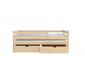 Masiv 01 postel s výsuvným lúžkem a úložným prostorem borovice masiv