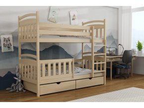 Dřevěná patrová postel Adas 03 s úložným prostorem