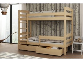 Dřevěná patrová postel Kajtek 04 s úložným prostorem