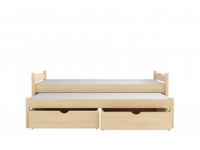 WOOD 010 postel 80x200 cm s výsuvným lůžkem   a úložným prostorem