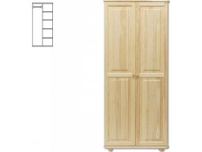 Dřevěná šatní skřín MAX 9 B borovice masiv 80x190x57 cm