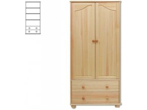 Dřevěná šatní skřín -2 zásuvky MASIV 114  z borovice