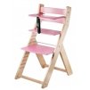 Rostoucí židle Luca -L01 natur lak/růžová s ergonomickým sedákem