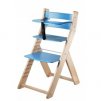 Rostoucí židle Luca -L03 natur lak/modrá s ergonomickým sedákem