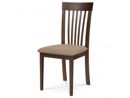 Jídelní židle, masiv buk, barva ořech, látkový béžový potah
