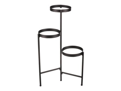 Stojan na květiny - 3 patrový, kovový se sklem (Barva Černá)