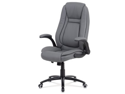 Kancelářská židle, potah šedá ekokůže, černý kovový kříž, houpací mechanismus, v