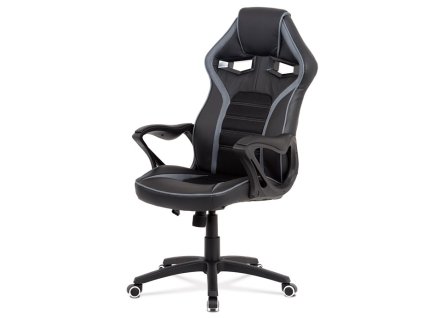 Herní židle, houpací mechanismus, černá ekokůže, KA-G406 GREY (Barva Černá)