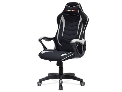 Herní křeslo, houpací mechanismus, stříbrná látka, KA-G408 GREY (Barva Stříbrná)