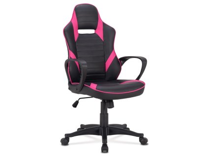 Herní křeslo, houpací mechanismus, černá ekokůže, KA-Y207 PINK (Barva Černá)