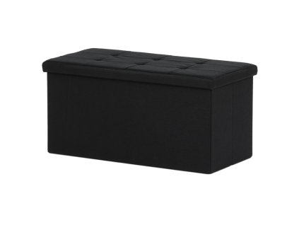 Taburet s úložným prostorem, černá, látka, TAB-462 BK2 (Barva Černá)