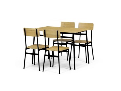 Jídelní set s 4 židlemi, 110x70x76cm, mdf, divoký dub, AUT-O2155 OAK (Barva Hnědá)