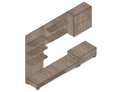 Obývací stěna 300x59x210cm, mdf, hnědá, 9HQ08 (Barva Hnědá)