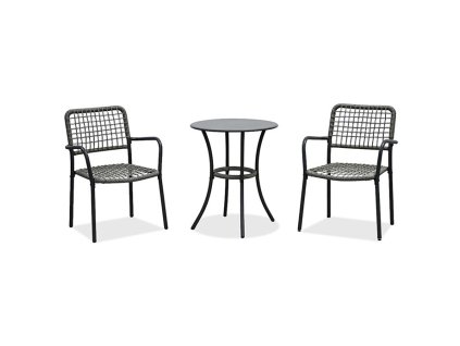 Balkónový set, kov, polyratan, šedá, AZ-L1103 GREY (Barva Šedá)