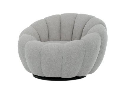 Otočné křeslo, šedá, látka bouclé, AK-341 GREY2 (Barva Bílá)