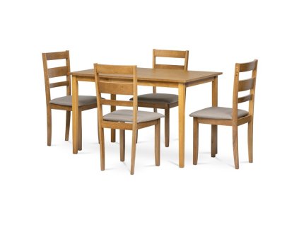 Jídelní set s 4 židlemi, 120x75x75cm, masiv, dub, AUT-6070 OAK (Barva Přírodní)