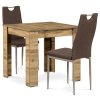 Jídelní set s 2 židlemi, 80x80x75cm, mdf, dub sonoma, B080WOTDCL393BR (Barva Přírodní)