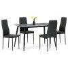 Jídelní set s 4 židlemi, 130x70x76cm mramor, ASE-1003 BK2 (Barva Černá)