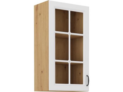 Horní skříňka prosklená STELLA 44 (40 / 90 cm) bílý mat
