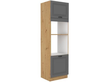 Skříň pro troubu a mikrovlnnou troubu STELLA 48 (60 cm) dustgrey / dub artisan