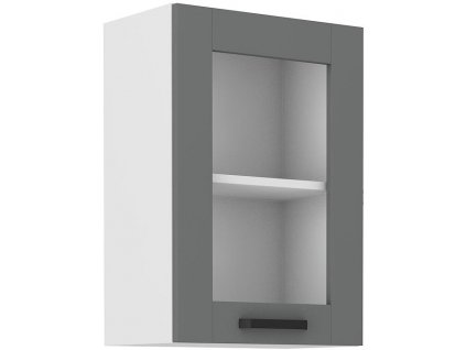 Horní skříňka prosklená LUNY 17 (40 / 72 cm) dustgrey / bílá