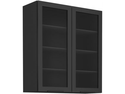 Horní skříňka prosklená MONY 19 (80 / 90 cm) - černá / černá