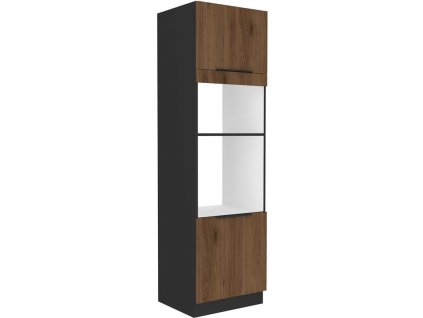 Skříň pro troubu a mikrovlnnou troubu MONY 44 (60 cm) - černá / ořech