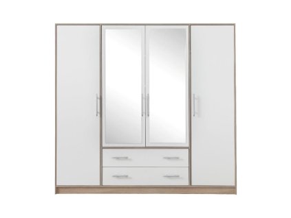 Šatní skříň SIMONA 1 se zrcadlem dub sonoma / bílý lux - 200 / 190 / 56 cm