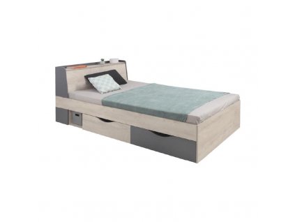 Studentská postel DELLA 15 (120 x 200 cm) - dub / antracit