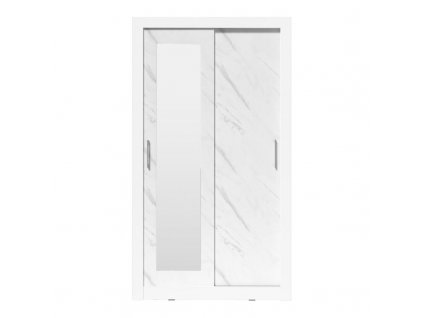 Šatní skříň IN BOX 120 se zrcadlem - bílá / mramor bianco