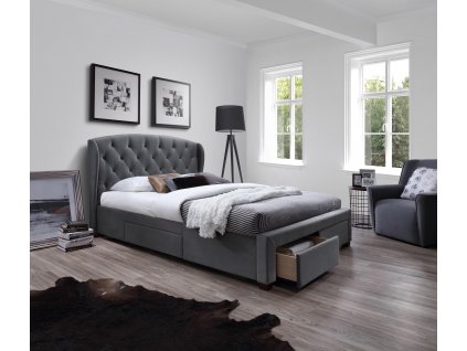 Čalouněná postel Sabrina 160 x 200 cm - šedá