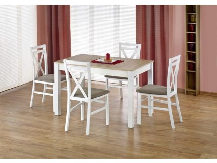 Dřevěný jídelní set MARY - stůl + 4 židle Dariusz - dub sonoma / bílá