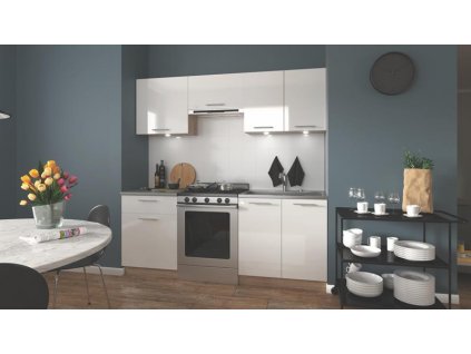 Kuchyňská linka Marina 200 cm - dub sonoma/bílý lesk