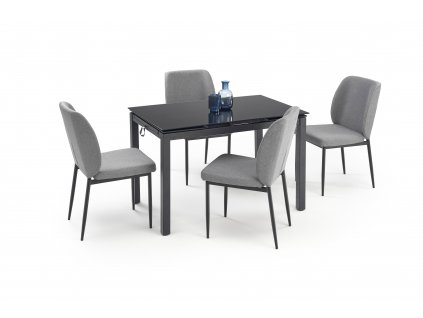 Jídelní sestava JASPER stůl + 4 židle černá / šedá