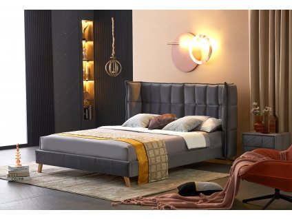 Čalouněná postel SCANDINO 160 cm - šedá