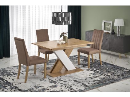 Jídelní stůl XARELTO rozkládací 130-175 cm dub lancelot - bílý