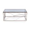 Skleněný konferenční stolek UNIVERSE KVADRÁT - stříbrná